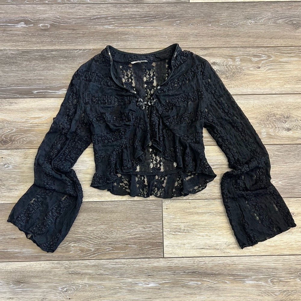 Vintage Y2K Candies sheer lace cropped cardigan top mall goth fairy grunge S